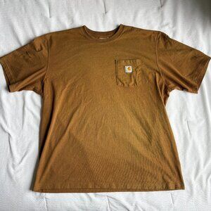 Carhartt K87 Brown/Tan One Pocket T-Shirt Men's Size 2XL XXL Loose Fit Workwear